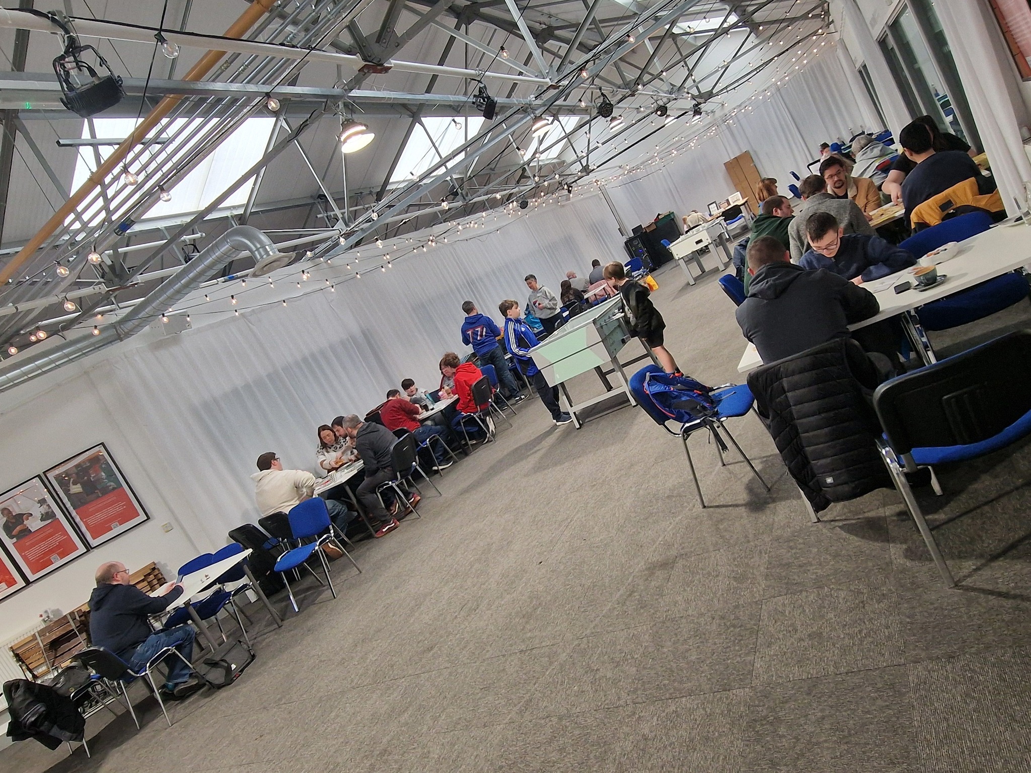 Organised rows of tables ready for gaming