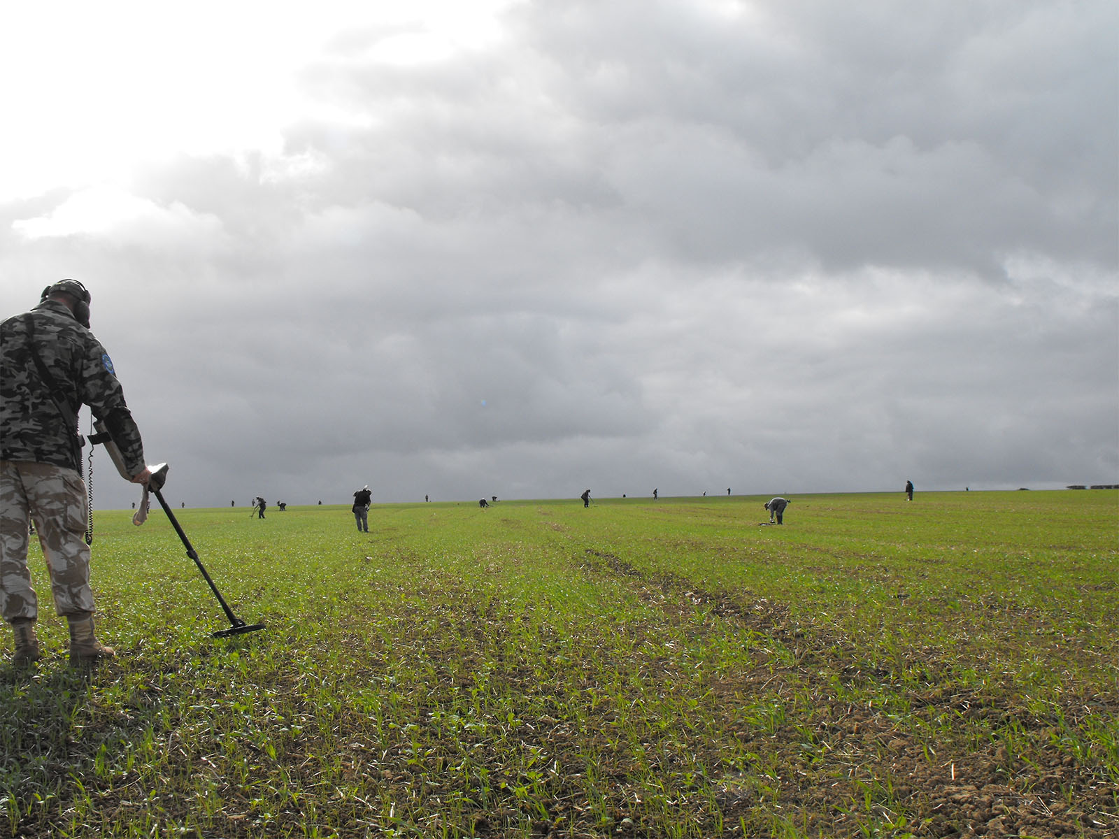 Detectorist rally in a wide open field
