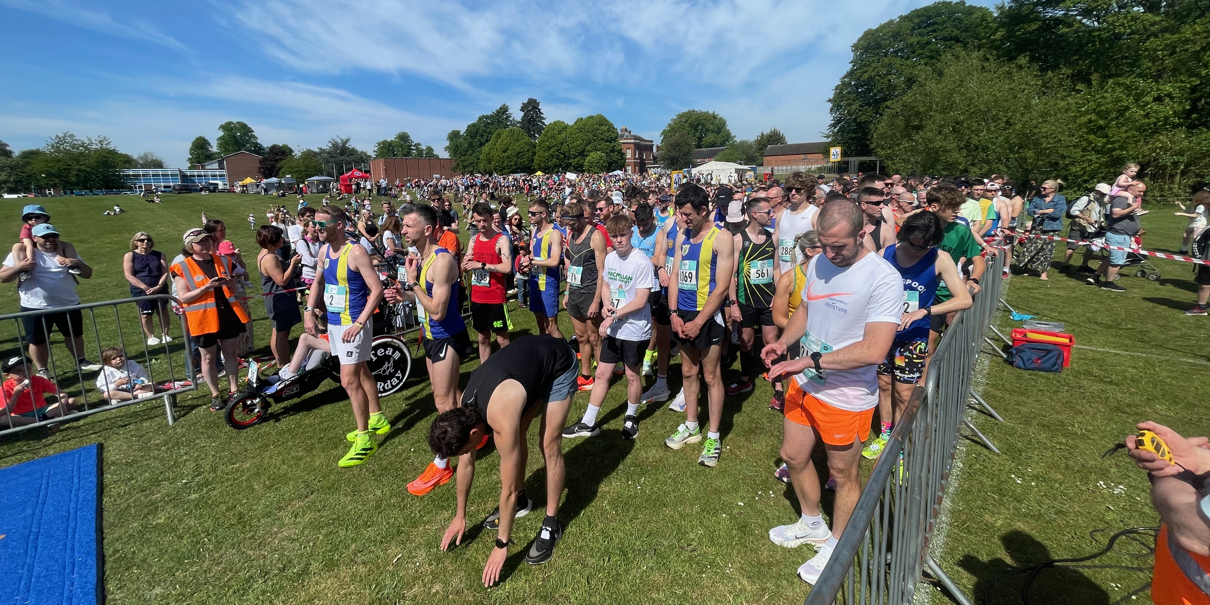 Start line at a UK race with runners ready to go