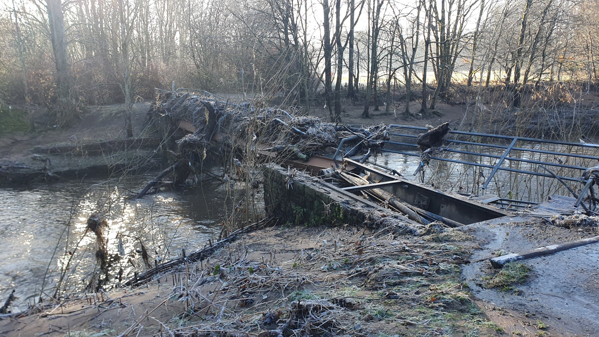 Another view of collapsed bridge